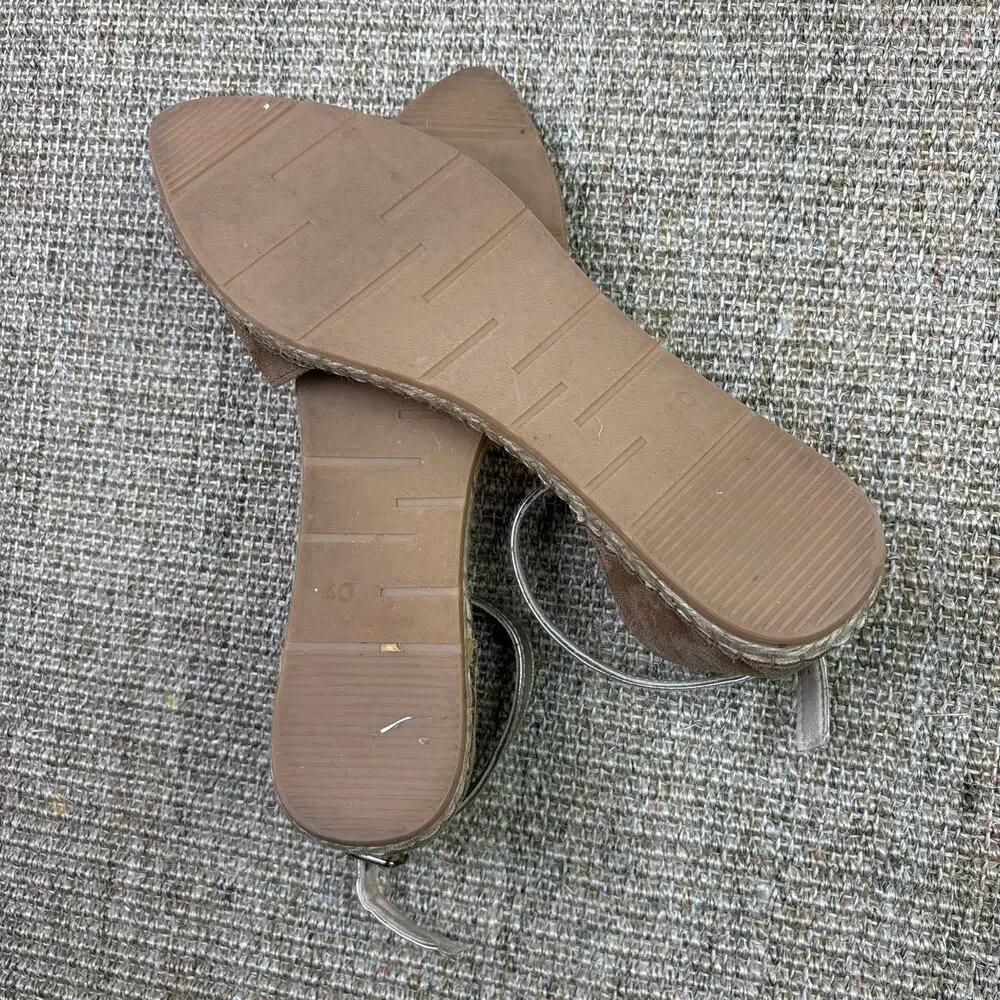 🌿 Neiman Marcus Beige Suede Espadrille Flat|  40/ US 9.5 | Euro Summer\Old Money